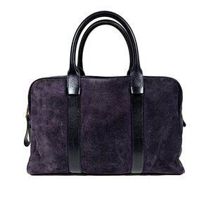 TOM FORD Men's Buckley Briefcase Suede Weekend Bag Plum